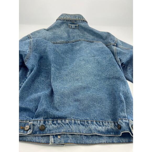 Vintage MBA Jean Jacket Mens Extra Large Light Blue Denim Y2K Band Saxophone - Picture 13 of 14